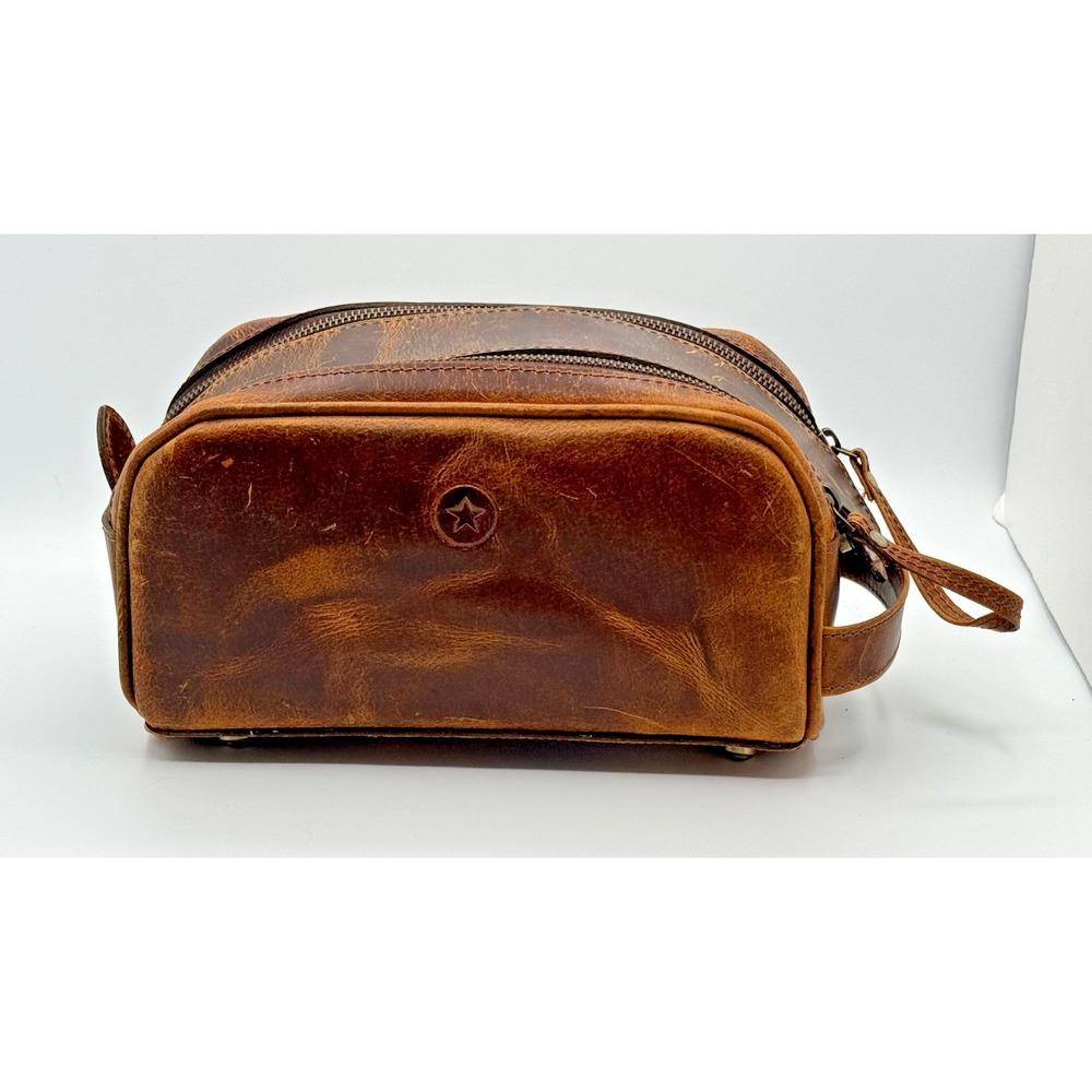 Aaron Leather Goods Toiletry Bag Copper Premium Leather 10.5"L x 5.5"W x 5.5"H